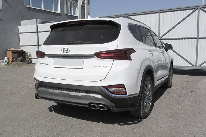 Уголки d57 черные Hyundai Santa-Fe (2018-2021) , Slitkoff, арт. HSFT18-007B