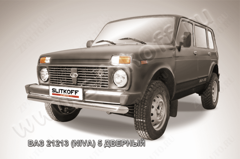 Защита переднего бампера d76 Lada Niva 21213 5-дверная (1993-2023) Black Edition, Slitkoff, арт. Nivd003BE