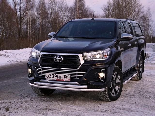 Защита передняя нижняя (двойная) 60,3/60,3 мм для автомобиля Toyota Hilux Exclusive 2018- TCC Тюнинг арт. TOYHILUXEXC18-07