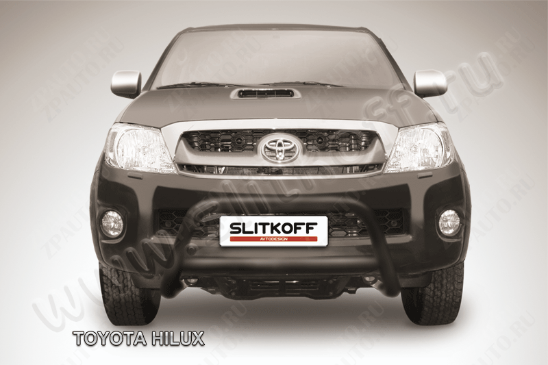 Кенгурятник d57 низкий черный Toyota Hilux (2004-2011) , Slitkoff, арт. THL004B