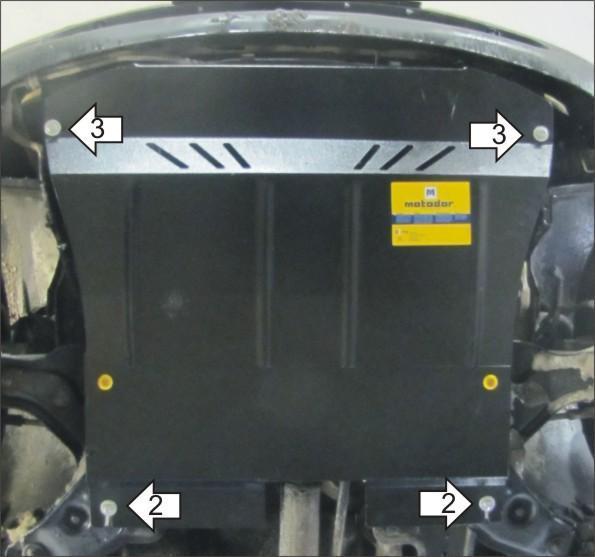 Защита стальная Мотодор (Двигатель, Коробка переключения передач), 2 мм, Сталь для Ford Courier 1998-2002 арт. 00720
