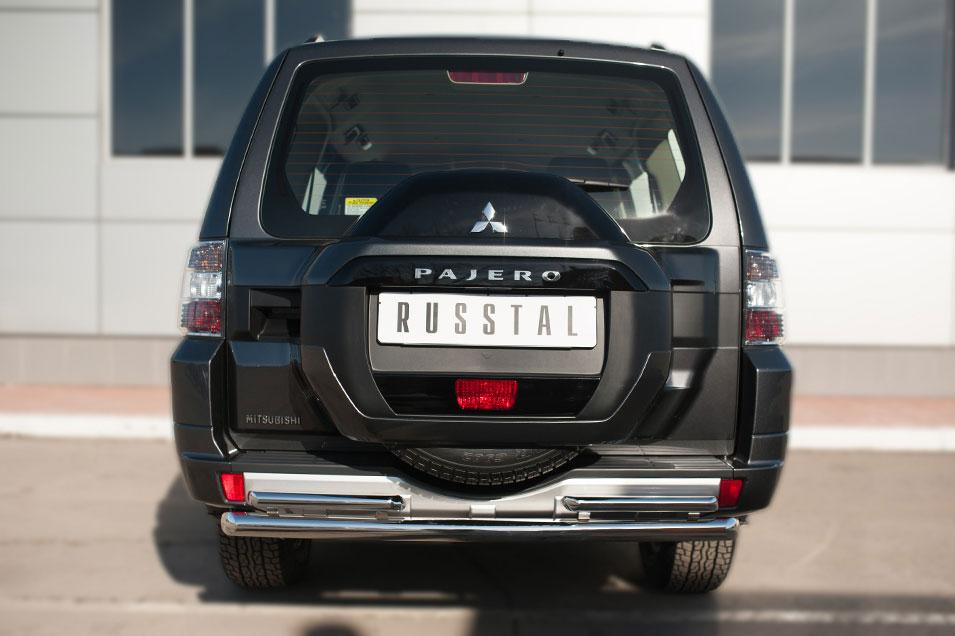 Защита заднего бампера d63/42х2 для Mitsubishi Pajero 4 2014, Руссталь MPZ-002049