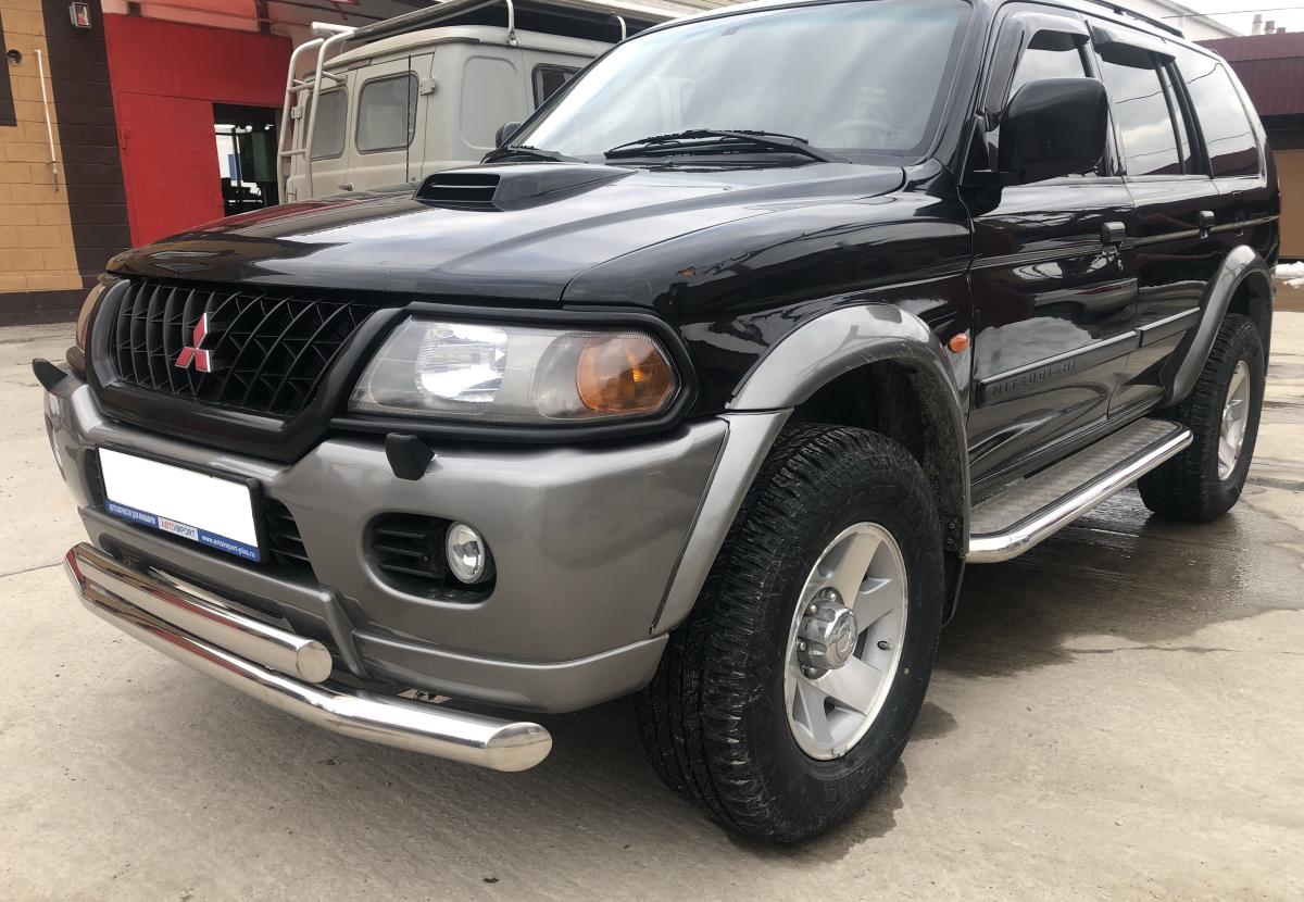 Защита переднего бампера двойная для автомобиля Mitsubishi Pajero Sport 1998-2007 арт. MSPS.98.03-75