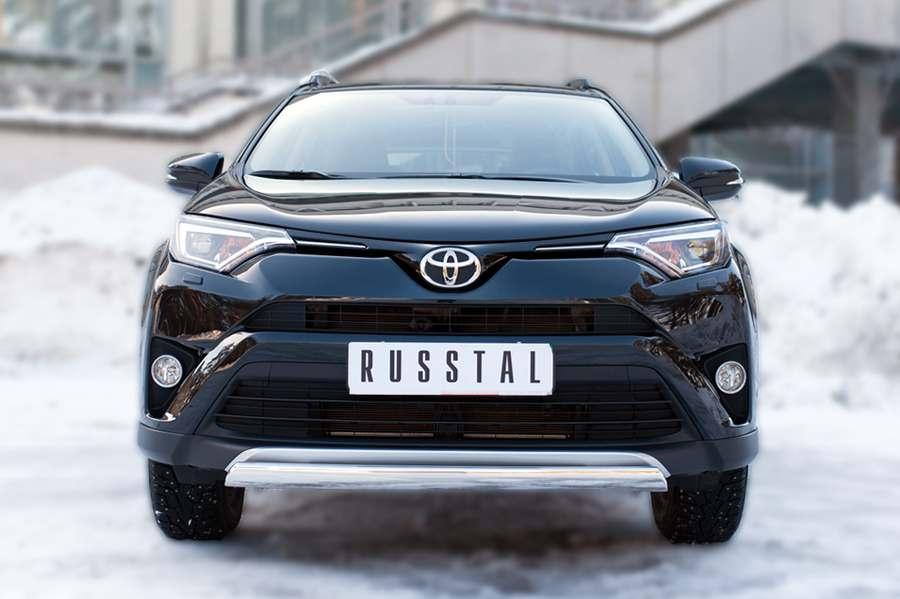 Защита переднего бампера d75х42 на Toyota RAV4 2015, Руссталь TR4Z-002195