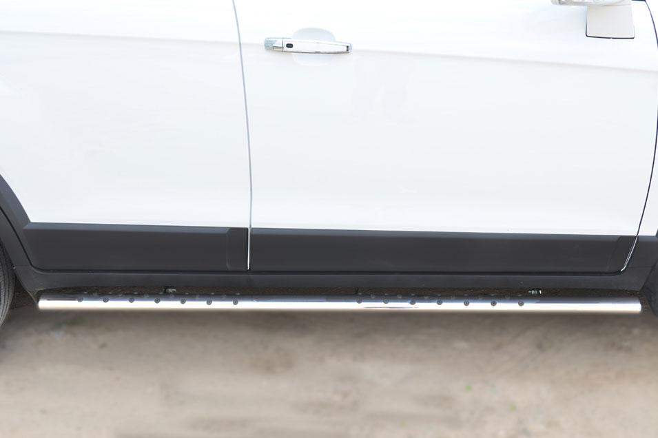 Пороги труба d75х42 овал с проступью для Chevrolet Captiva 2013, Руссталь CAPO-001751