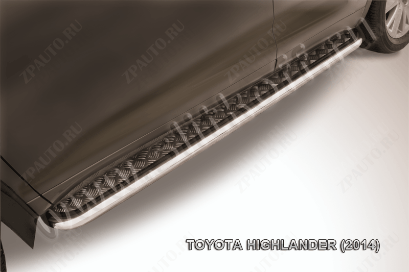 Защита порогов d57 с листом усиленная Toyota Highlander (2014-2016) Black Edition, Slitkoff, арт. THI14-010BE