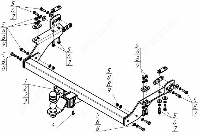 Фаркоп Jac T9 2024-, тип шара E, MOTODOR, арт. 98303-E