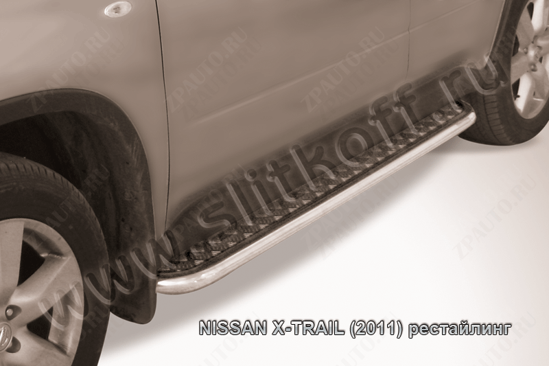 Защита порогов d42 с листом Nissan X-Trail (2011-2015) , Slitkoff, арт. NXT11-008