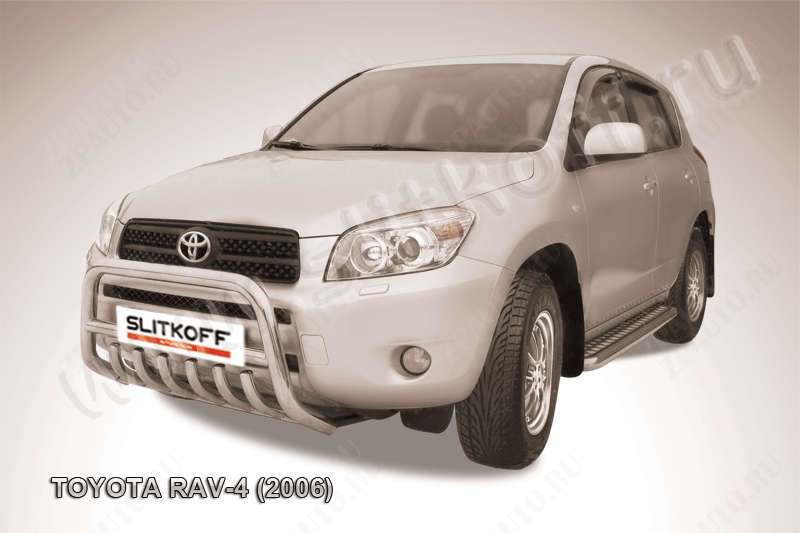 Кенгурятник d57 низкий c защитой картера Toyota Rav-4 (2005-2010) Black Edition, Slitkoff, арт. TR4003BE