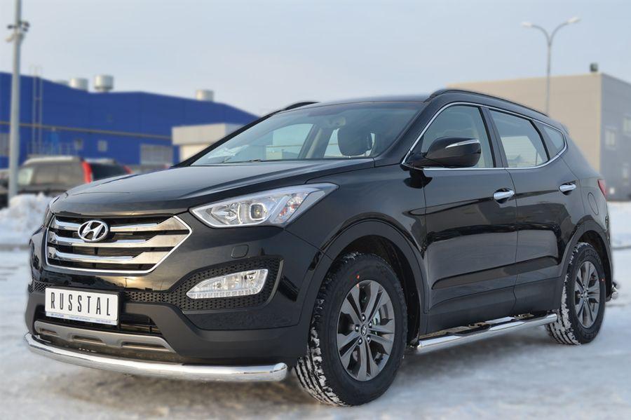 Защита переднего бампера d76 для Hyundai Santa Fe 2012, Руссталь HSFZ-001218