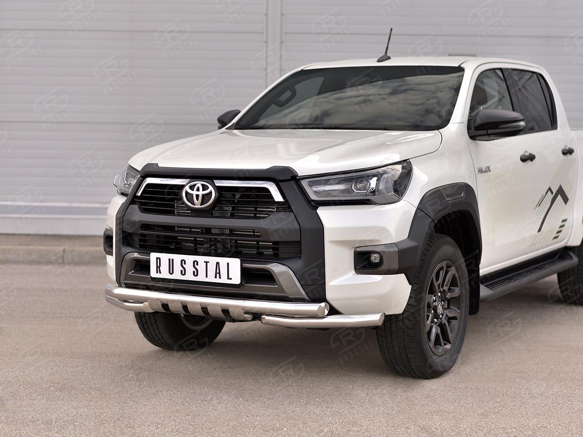 TOYOTA HILUX BLACK ONYX 2020- Защита переднего бампера d63 секции-d63 уголки+клыки THBOZ-003511