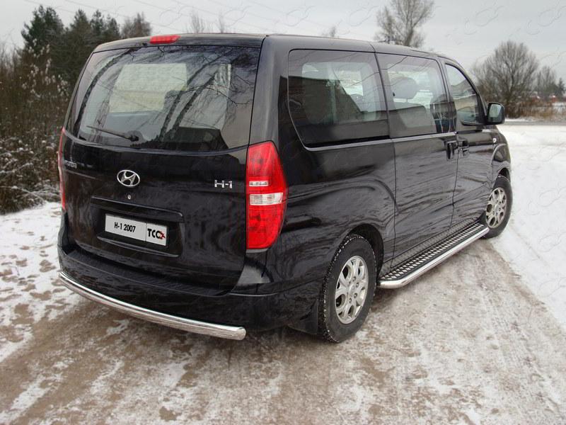 Пороги с площадкой 60,3 мм для автомобиля Hyundai H-1 2007-2013, TCC Тюнинг HYUNH110-02