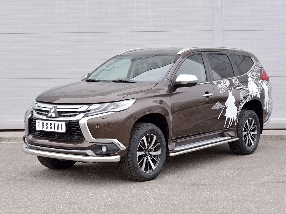 Защита переднего бампера d76 для Mitsubishi Pajero Sport 2016, Руссталь MPJSZ-002481