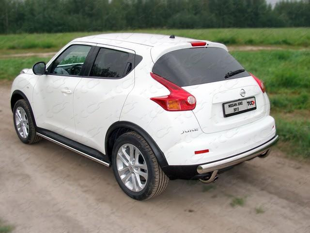 Защита задняя (центральная) 75х42 мм для автомобиля Nissan Juke 2011-2014 (2WD/4WD Turbo), TCC Тюнинг NISJUKE4WDT12-03