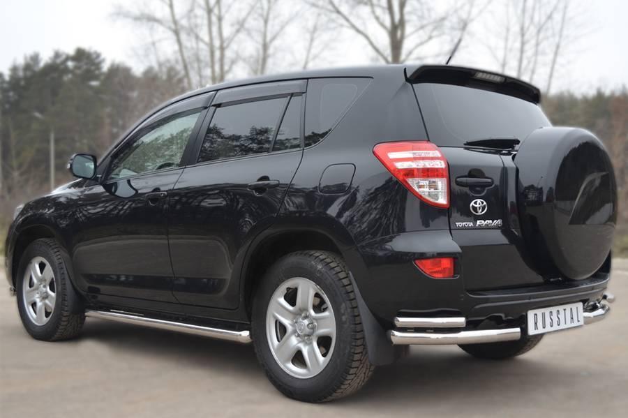 Пороги труба d76 вариант 1 для Toyota RAV 4 (обычная база) 2010, Руссталь TRT-1001501