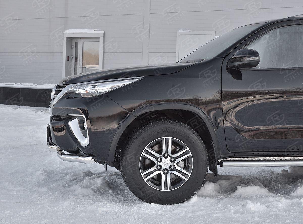 Защита переднего бампера d63/63 на Toyota Fortuner 2017, Руссталь TFZ-002881