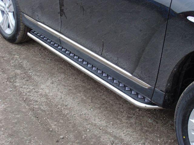Пороги с площадкой 42,4 мм для автомобиля Toyota Highlander 2010-2013, TCC Тюнинг TOYHIGHL10-02