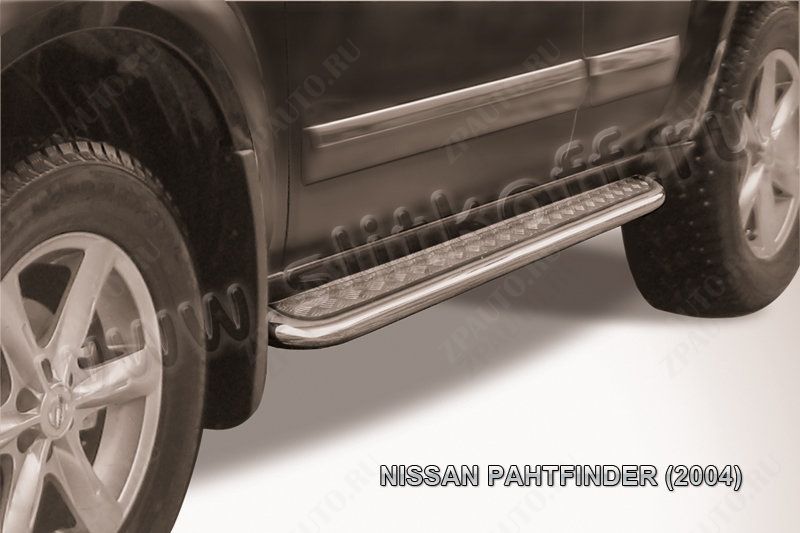 Защита порогов d57 с листом Nissan Pathfinder R51 (2004-2010) , Slitkoff, арт. NIP009