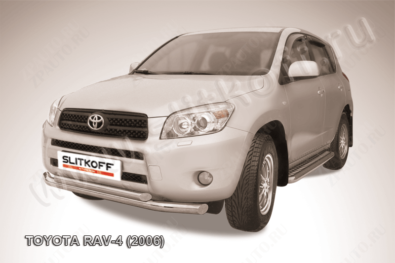 Защита переднего бампера d76+d57 двойная Toyota Rav-4 (2005-2010) , Slitkoff, арт. TR4005