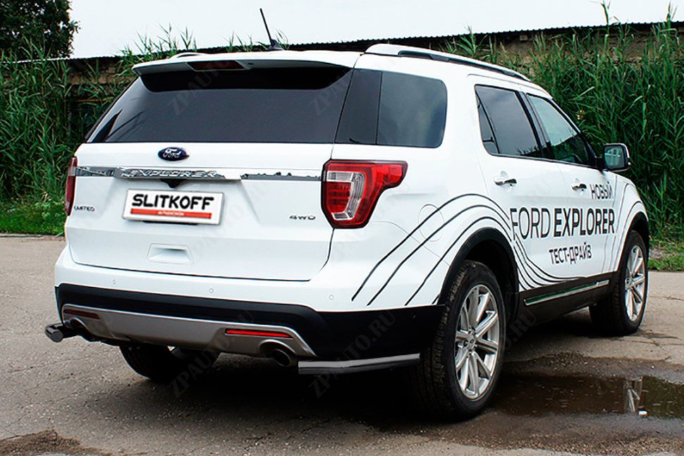 Уголки d57 черные Ford Explorer (2017-2019) , Slitkoff, арт. FEX18011B