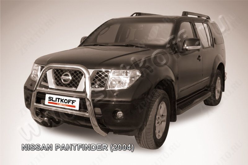 Кенгурятник d76 высокий Nissan Pathfinder R51 (2004-2010) Black Edition, Slitkoff, арт. NIP002BE