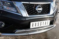 Защита переднего бампера d76/75х42 для Nissan Pathfinder 2014, Руссталь NPZ-002019