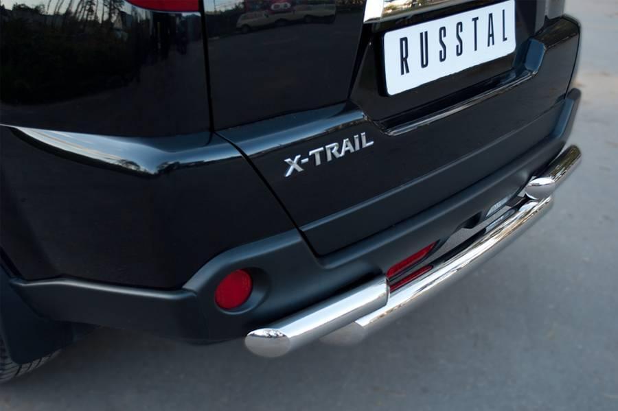 Защита заднего бампера d76/63 для Nissan X-Trail 2011, Руссталь NTZ-000919