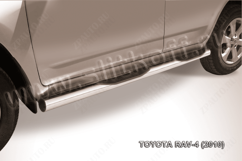 Защита порогов d76 с проступями Toyota Rav-4 (2010-2016) Black Edition, Slitkoff, арт. TR410-012BE