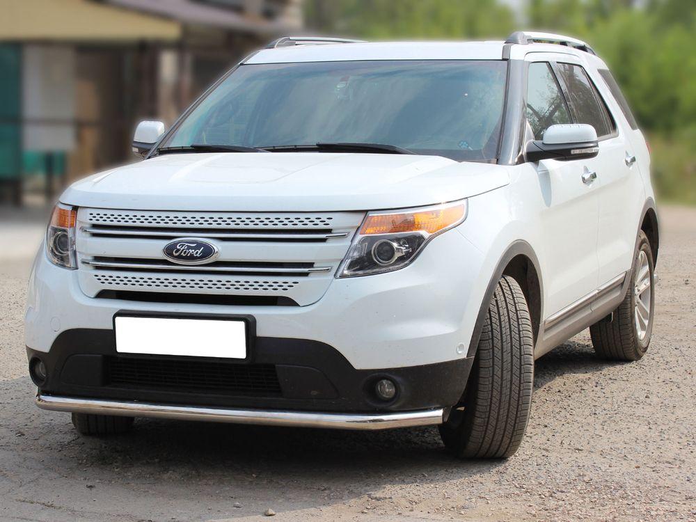 Дуга передняя по низу бампера d-60 с подгибами для Ford Explorer 2010, Технотек FE2013_1