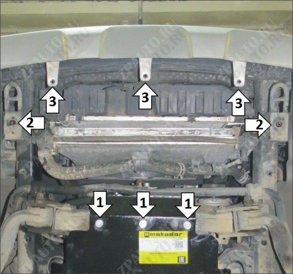 Защита  Мотодор (Радиатор), 3 мм, сталь для KIA Mohave  2020- арт.11031