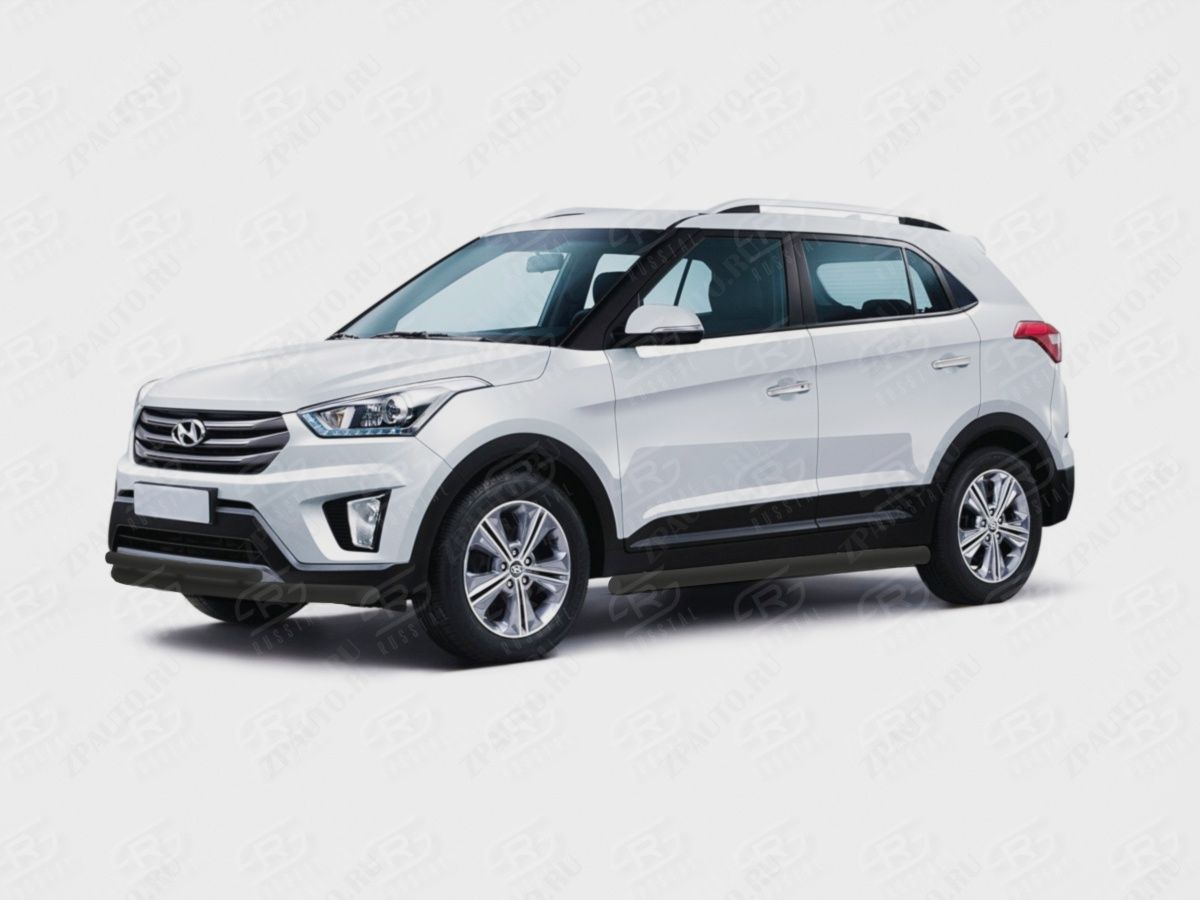 HYUNDAI CRETA 2016-2021 Пороги труба d63 секции (вариант 2) black HCRT-0024222CH