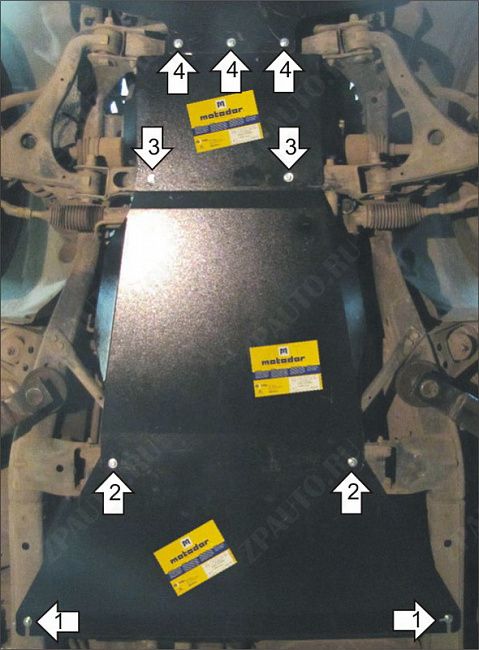 Защита двигателя, кпп, рк стальная Motodor для Kia Mohave 2008- (3 мм, сталь), 11028