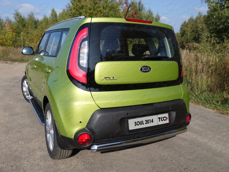 Защита задняя (овальная) 75х42 мм для KIA Soul II 2013-, ТСС KIASOUL14-13, TCC Тюнинг