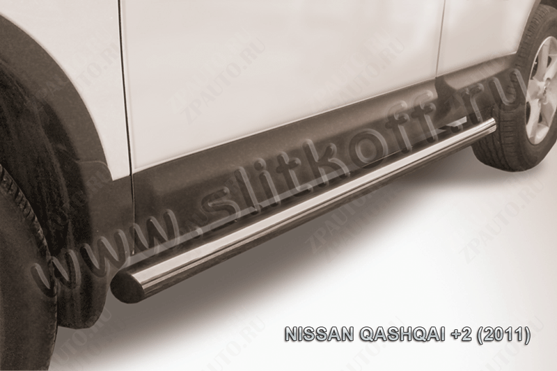 Защита порогов d76 труба Nissan Qashqai +2 (2010-2013) , Slitkoff, арт. NIQ211-006