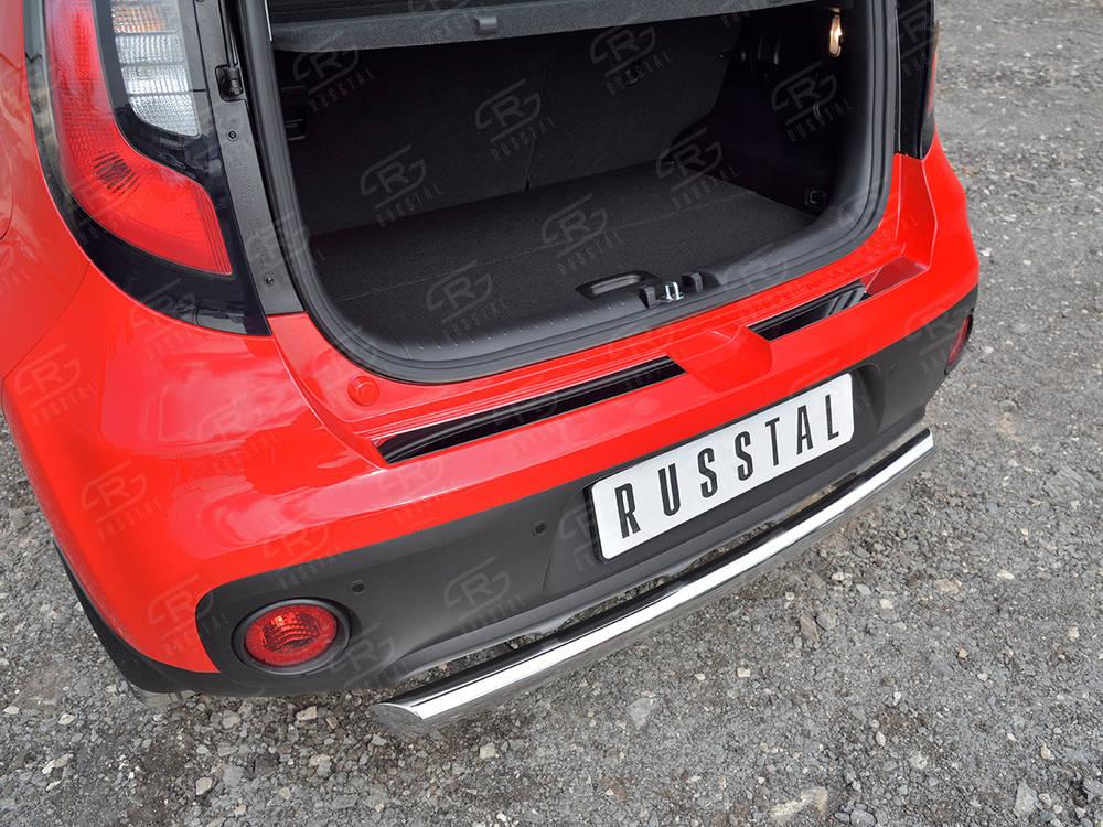 KIA SOUL 2017-2019 Накладка на задний бампер (лист нерж зеркальный) KSON-002760