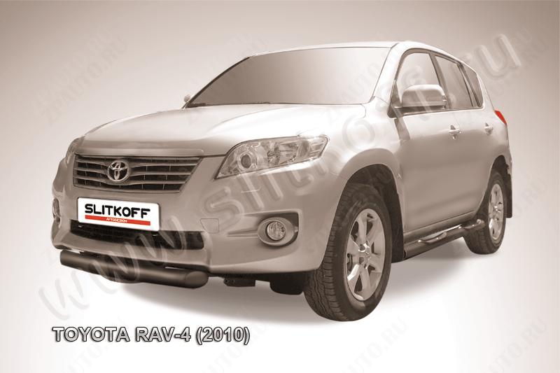 Защита переднего бампера d76 короткая черная Toyota Rav-4 (2010-2016) , Slitkoff, арт. TR410-005B