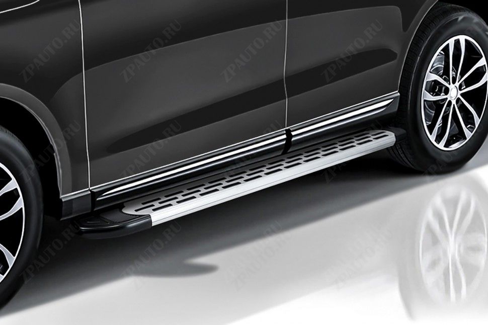 Пороги алюминиевые "Premium Silver" 1800 серебристые Ford Kuga (2016-2019) , Slitkoff, арт. AL-FKG1610