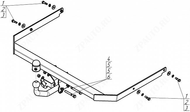 Фаркоп Ford Focus  2004-2007, тип шара A, MOTODOR, арт. F101A