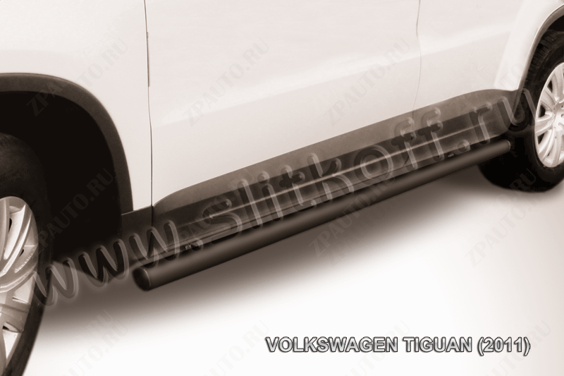 Защита порогов d57 труба черная Volkswagen Tiguan (2011-2016) , Slitkoff, арт. VWTIG-008B