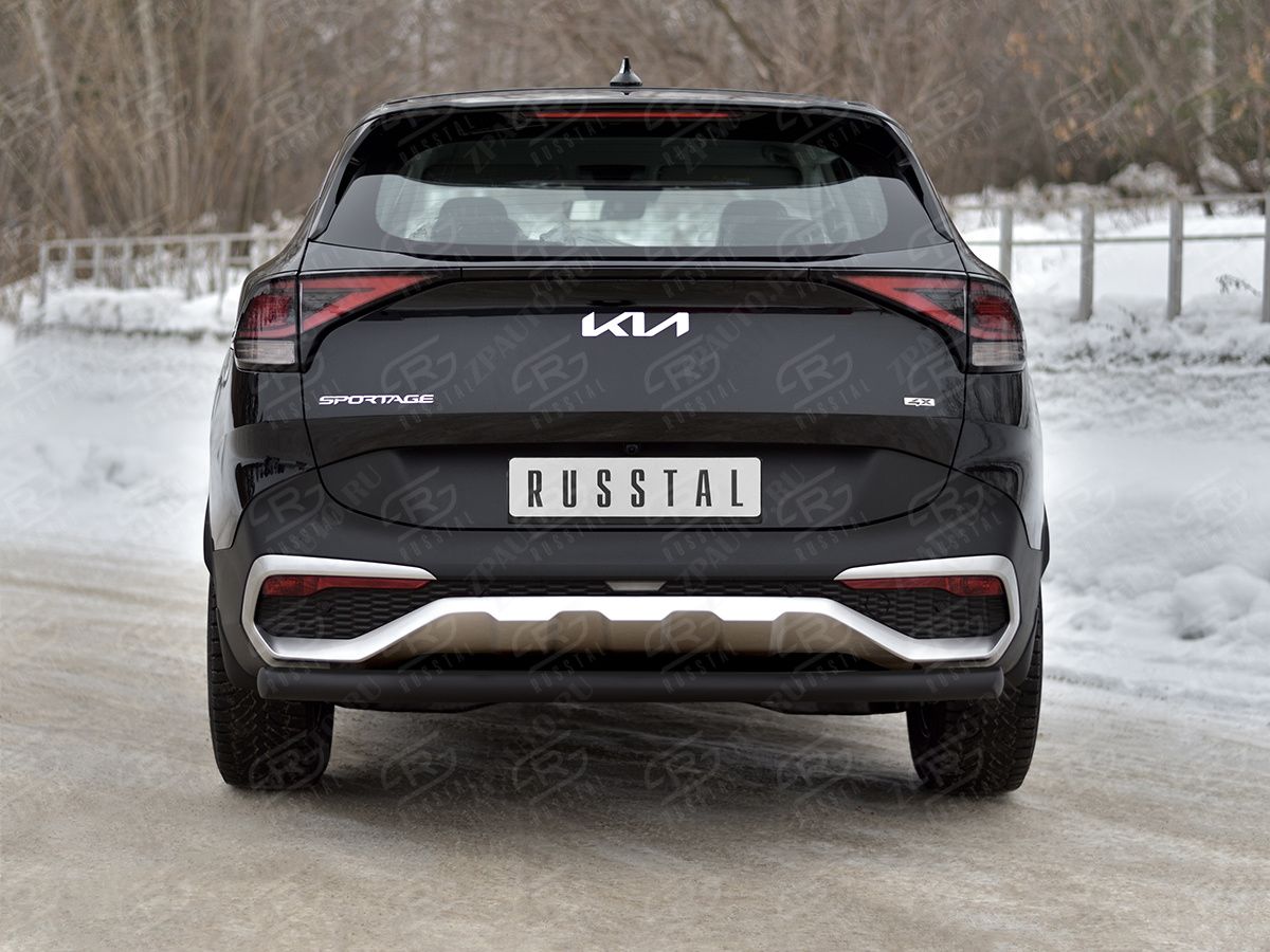 KIA SPORTAGE 2021- Защита заднего бампера d63 секции black (NOT STYLE AND X-LINE) KSZ-004034CH