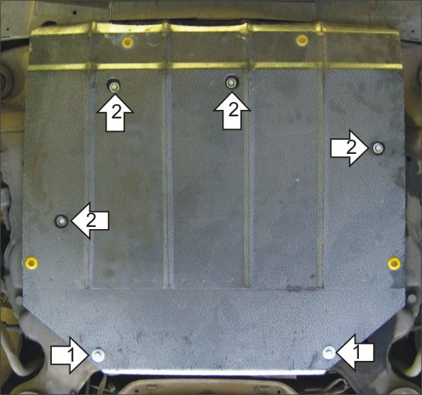 Защита стальная Мотодор (Двигатель, Коробка переключения передач), 2 мм, Сталь для Volvo S80 1998-2006 арт. 02610