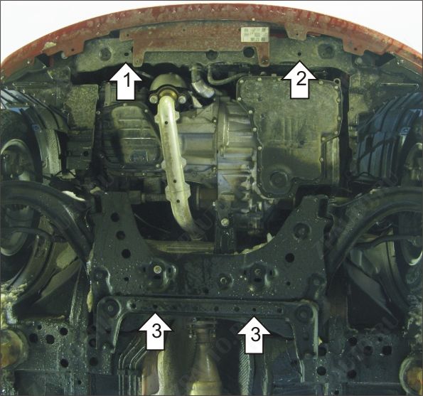 Защита двигателя, кпп стальная Motodor для Nissan Note 2006-2014 (2 мм, сталь), 61402