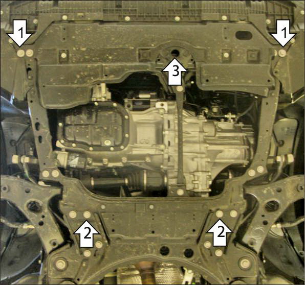 Защита стальная Мотодор (Двигатель, Коробка переключения передач), 2 мм,  Toyota Verso   2009-2012 арт. 72509