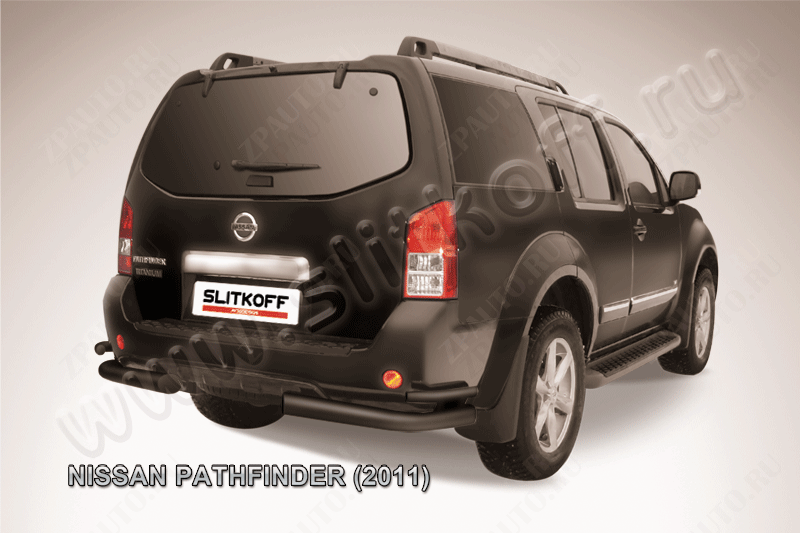 Уголки d76+d42 двойные черные Nissan Pathfinder (2010-2014) , Slitkoff, арт. NIP11-009B