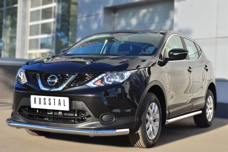 Защита переднего бампера d63 для Nissan Qashqai 2014, Руссталь NQQZ-001786