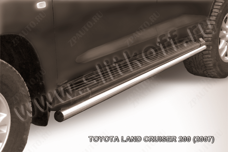 Защита штатного порога d57 Toyota Land Cruiser 200 (2007-2012) Black Edition, Slitkoff, арт. TLC2-019BE