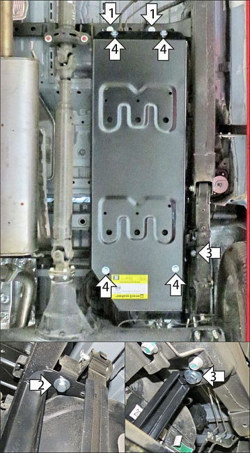 Защита стальная Мотодор (Топливный бак), 2 мм,  для Jac T9  2024- арт. 78319