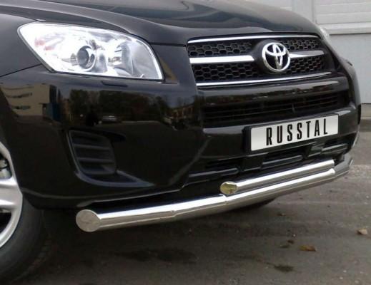 Защита переднего бампера d63/42 для Toyota RAV 4 (длинная база) 2009, Руссталь TRLZ-000149