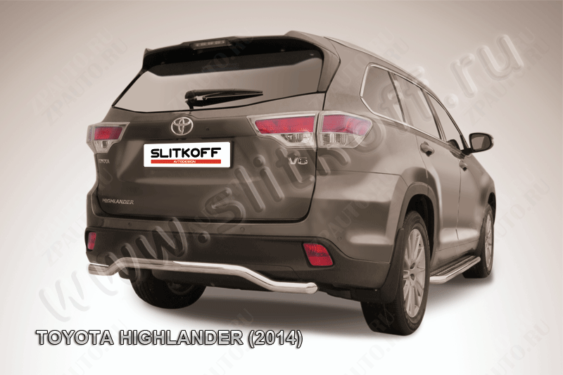 Защита заднего бампера d57 волна Toyota Highlander (2014-2016) , Slitkoff, арт. THI14-018