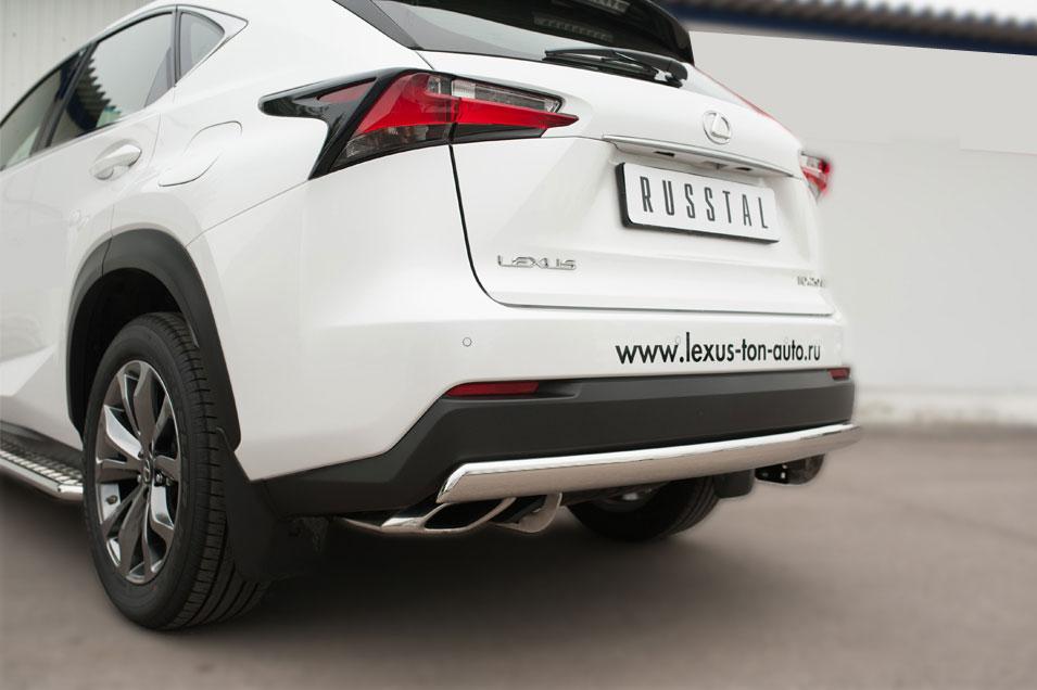 Защита заднего бампера d75х42 для Lexus NX 200t 2014 F Sport, Руссталь LNXZ-002143